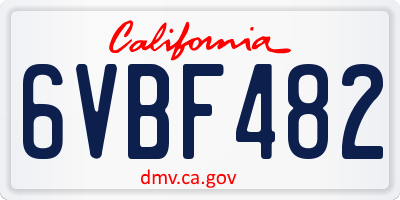 CA license plate 6VBF482