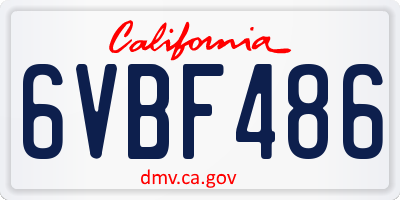 CA license plate 6VBF486
