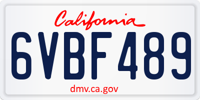 CA license plate 6VBF489