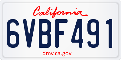 CA license plate 6VBF491