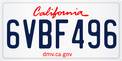 CA license plate 6VBF496