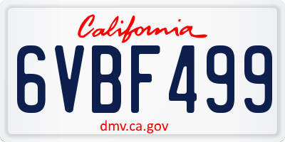 CA license plate 6VBF499