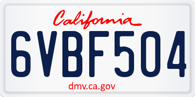 CA license plate 6VBF504