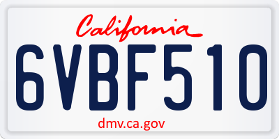 CA license plate 6VBF510