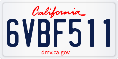 CA license plate 6VBF511