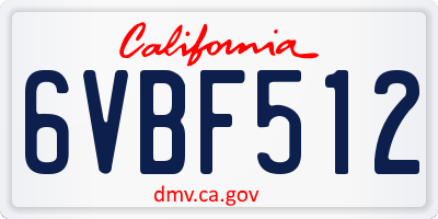 CA license plate 6VBF512