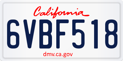 CA license plate 6VBF518