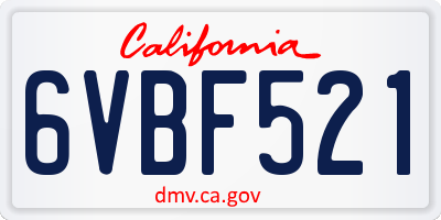 CA license plate 6VBF521