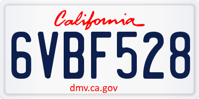 CA license plate 6VBF528