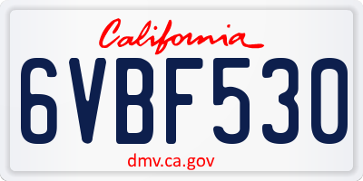 CA license plate 6VBF530