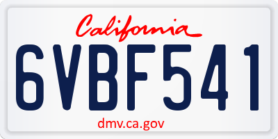 CA license plate 6VBF541