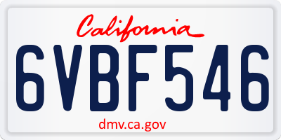 CA license plate 6VBF546