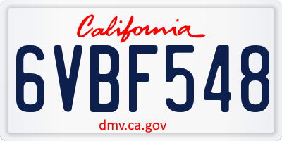 CA license plate 6VBF548