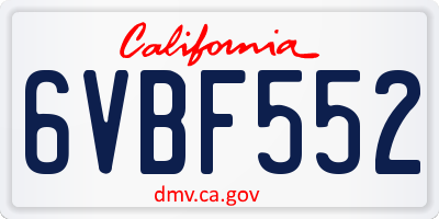 CA license plate 6VBF552