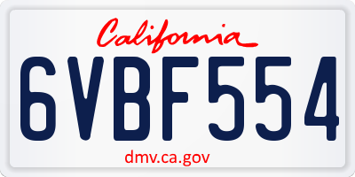 CA license plate 6VBF554