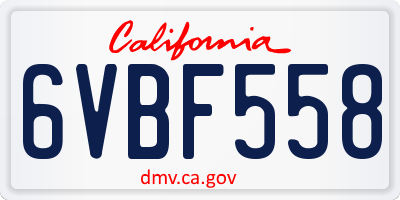 CA license plate 6VBF558