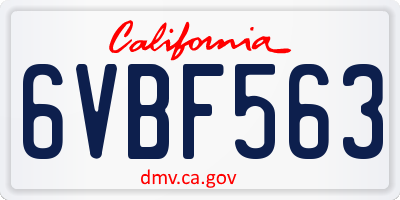 CA license plate 6VBF563