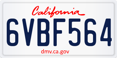 CA license plate 6VBF564