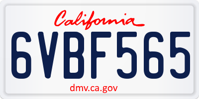 CA license plate 6VBF565