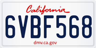 CA license plate 6VBF568