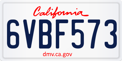 CA license plate 6VBF573