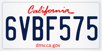 CA license plate 6VBF575