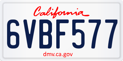 CA license plate 6VBF577