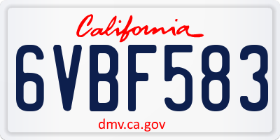 CA license plate 6VBF583