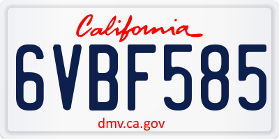 CA license plate 6VBF585