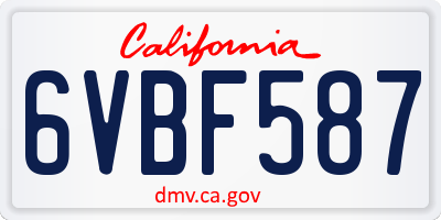 CA license plate 6VBF587