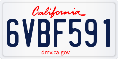 CA license plate 6VBF591
