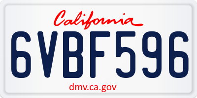 CA license plate 6VBF596