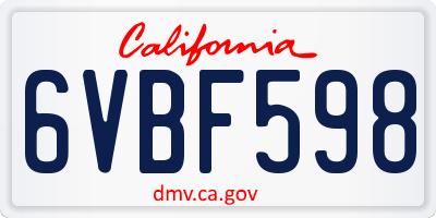 CA license plate 6VBF598