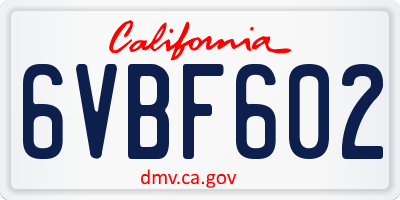 CA license plate 6VBF602