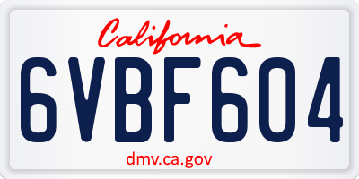 CA license plate 6VBF604