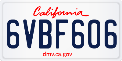 CA license plate 6VBF606