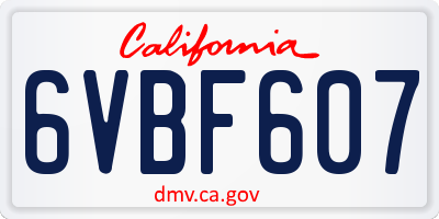 CA license plate 6VBF607