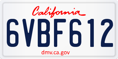 CA license plate 6VBF612