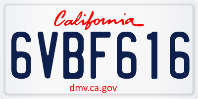 CA license plate 6VBF616