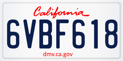 CA license plate 6VBF618