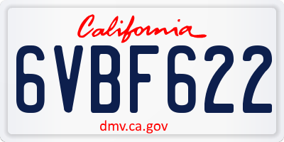 CA license plate 6VBF622