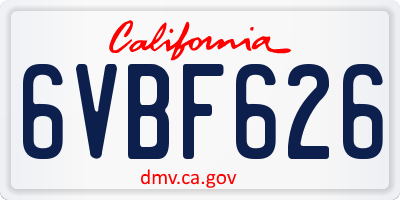 CA license plate 6VBF626