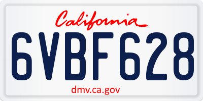 CA license plate 6VBF628