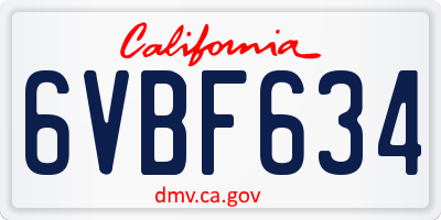 CA license plate 6VBF634