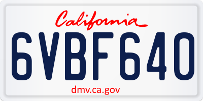 CA license plate 6VBF640