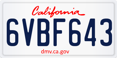 CA license plate 6VBF643