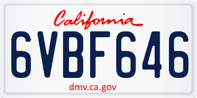 CA license plate 6VBF646