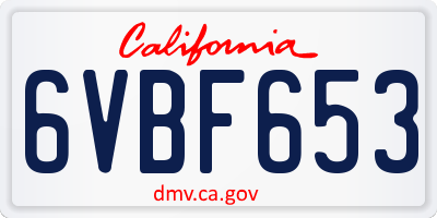 CA license plate 6VBF653