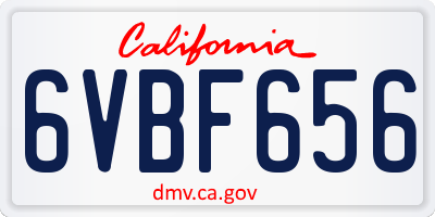 CA license plate 6VBF656