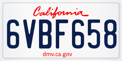 CA license plate 6VBF658